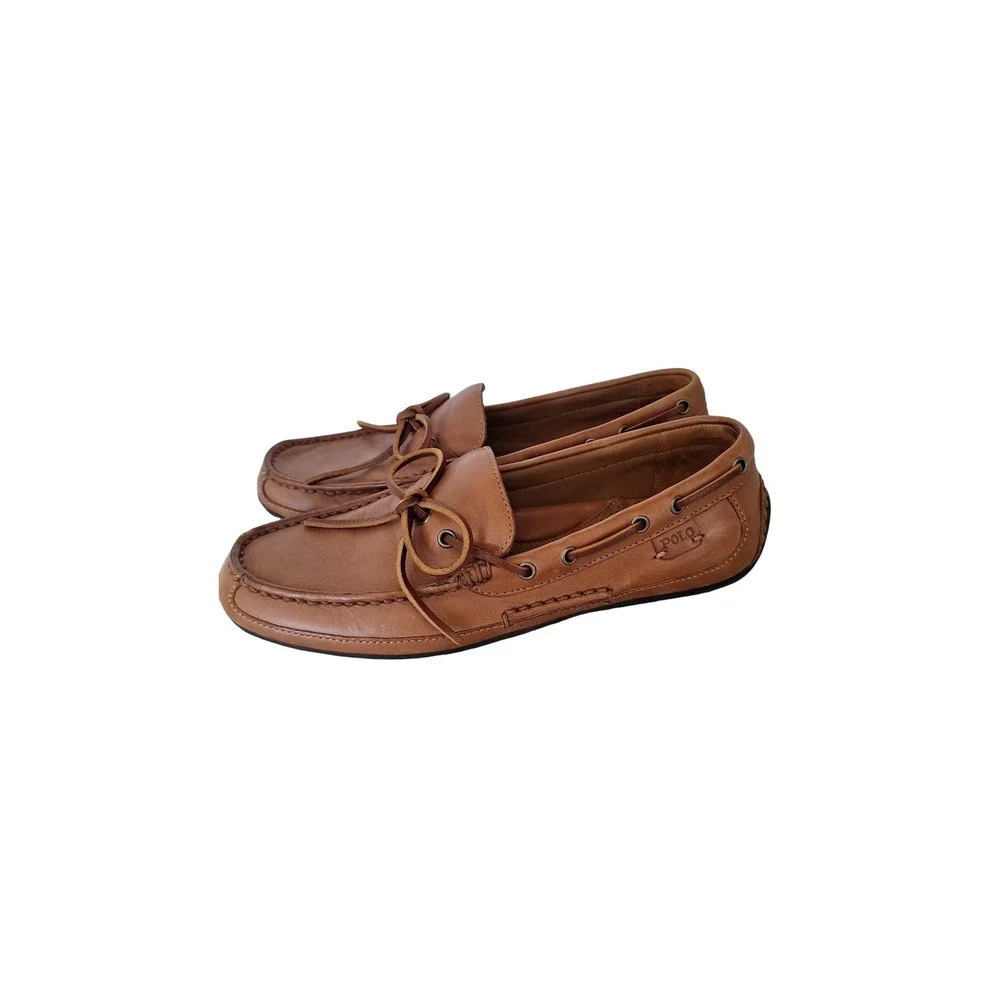 Polo Ralph Lauren Roberts Tan Leather Driving Loafers Mens 8D Brown Moccasins
